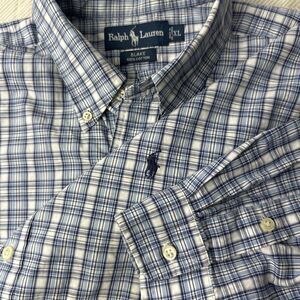 Polo Ralph Lauren Men's XL Button Down Blue‎ Plaid Shirt Long Sleeve Oxford
